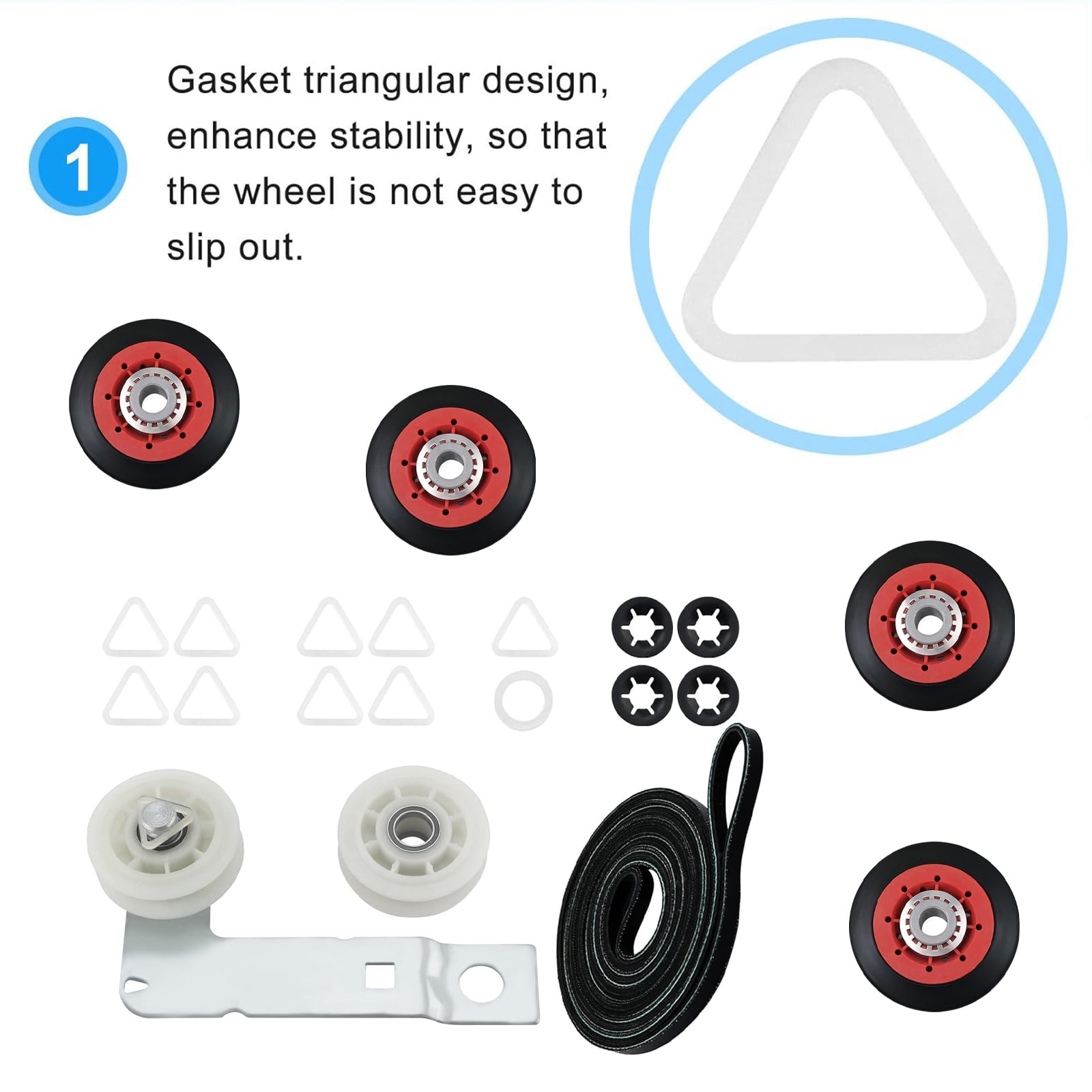 Dryer Maintenance Set 4392067 W10837240 Includes Rollers and Belt Replacement