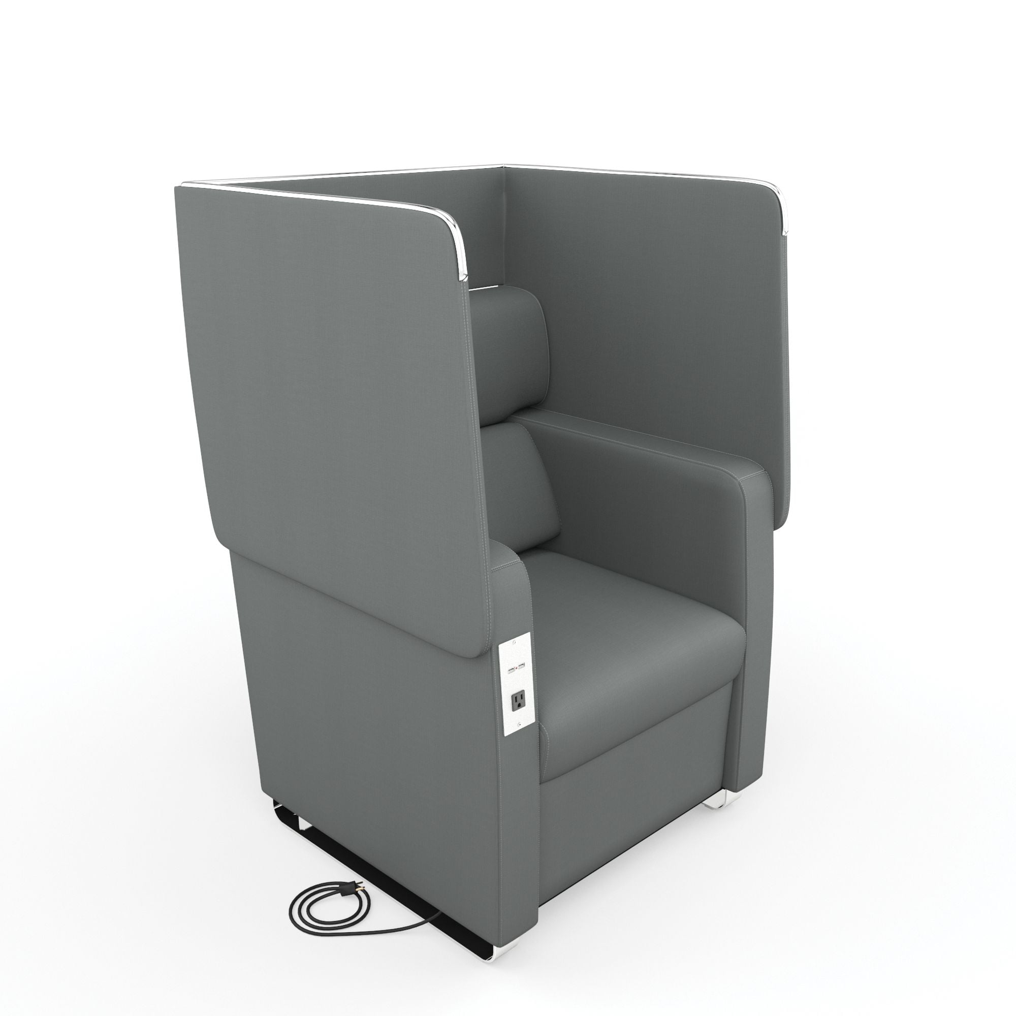 Ofm Morph Series Model 2201 Privacy Chair With Flip Up Panels Ac Usb Recharge Panel Anti Microbial Bacterial Vinyl Slate