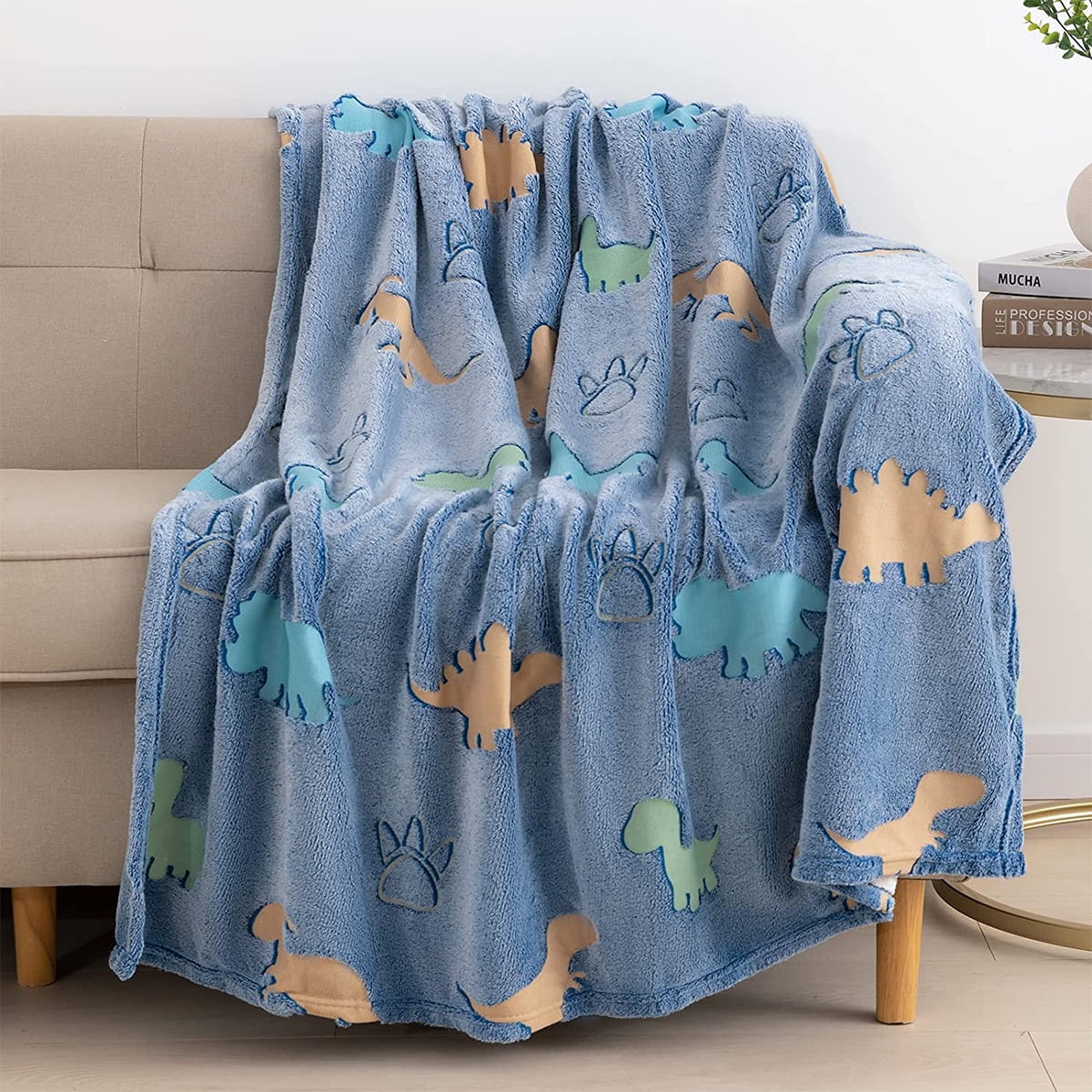 Jokapy Glow in The Dark Dinosaur Blanket for Boys Girls, Super Soft