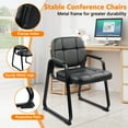 thumbnail image 6 of CLATINA Waiting Room Guest Chair with Bonded Leather Padded Arm Rest for Office Reception and Conference Desk Black with Sled Base 2 Pack, 6 of 10