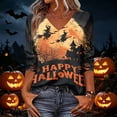 thumbnail image 7 of Trgacdwlo S-5XL Women's Fall Halloween Shirt Novelty Funny Ghost Print V Neck Women's 3/4 Sleeve Tops Fall Cat Pumpkin Print Women's Tunics, 7 of 7