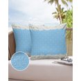 thumbnail image 6 of Pack of 2 Outdoor Pillow Covers, White Hibiscus Flowers Blue Geometric Texture Waterproof Square Throw Pillowcase Cushion Decorative Pillow Covers for Couch Patio Tent, 24x24 in, 6 of 6