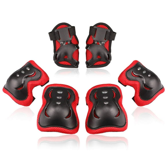 Kids/Youth Knee Pad Elbow Pads Guards Protective Gear Set for Roller Skates Cycling BMX Bike Skateboard Inline Skatings Scooter Riding Sports (Small (3-8 years), Black / Red)