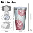 thumbnail image 4 of 16oz Tumblers Pioneer Flower Floral Print Pattern Stainless Steel Vacuum Insulated Double Wall Travel Tumbler Cups Mug with Lid and Straw,Cleaning Brush for Coffee,Tea, 4 of 4