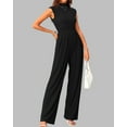 thumbnail image 4 of FreshPretty Womens Jumpsuit Dressy Casual Summer Outfits One Piece Cap Sleeve Mock Neck Wide Leg Pants Rompers with Pockets, 4 of 5