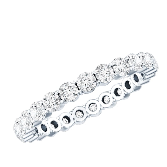 Rosec Jewels Certified Moissanite Eternity Ring for Women - Stackable Ring - D-VS1 Quality, 925 Sterling Silver, US 4.00