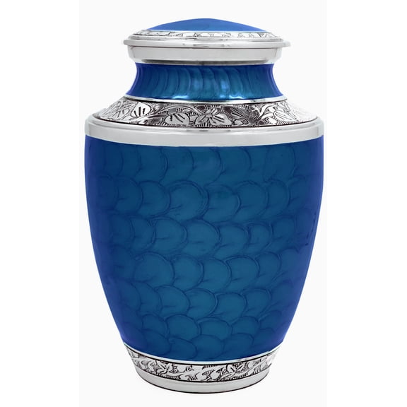 Aluminum Handcrafted Urn - Elegant Keepsake Holder for Adult Human Ashes (Blue)