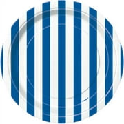 7"Stripe Paper Dessert Plates,Blue, 8ct