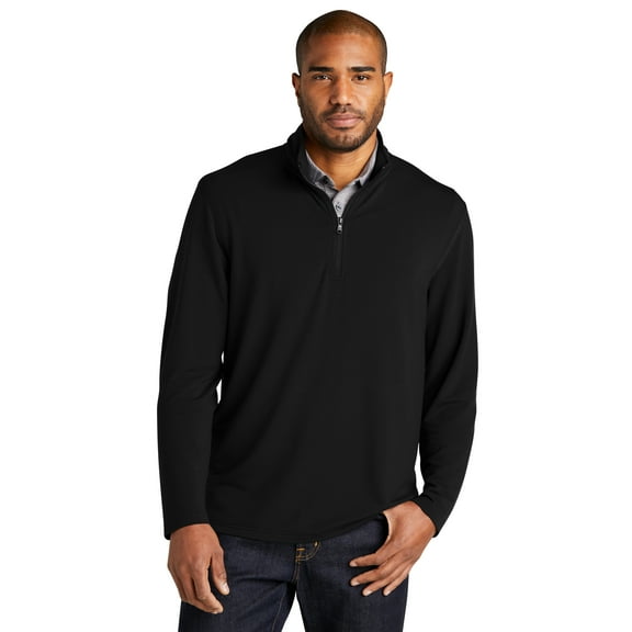 Port Authority K825 Microterry 1/4-Zip Pullover, Deep Black, XS