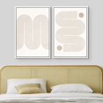 thumbnail image 3 of IDEA4WALL Framed Canvas Print Wall Art Set of 2 Pastel Tan Geometric Wave Polygons Abstract Modern Art Decorative Boho Contemporary Artwork for Bedroom, Office, Hotel - 24"x36"x2 Panels White, 3 of 5