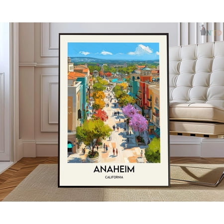 Anaheim California Skyline Poster, Unframed Paper Poster 8x10in