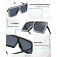 thumbnail image 6 of FEISEDY Oversized Sparkling Crystal Sunglasses Disco Diamond Flat Top Fashion Square Large Shades B2782, 6 of 14