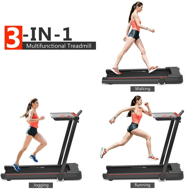 Goplus 2.25HP 3 in 1 Folding Treadmill W Table Speaker Remote Control Home Office Black Walmart