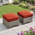thumbnail image 5 of Ovios 5 Pieces Outdoor Furniture Set High Back All-Weather Wicker Patio Conversation Set with Ottomans, Orange Red(Striped), 5 of 7
