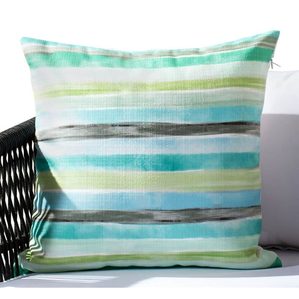 Indoor and Outdoor Ollie Pillow in Multi Green