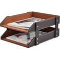 thumbnail image 1 of Leather Desk File Supply Organizer,Stackable Office File Document Tray for Files, Folder, Stationery, Magazine, Newspaper, Mail, Home Sundries Desktop Organization Holder,Coffee, 1 of 5