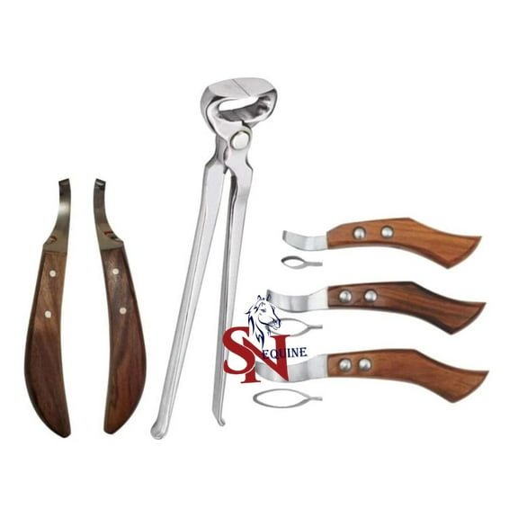 Set of Hoof Nipper 12" and Farrier hoof de Knives & Loop Knives Hoof Knife Set