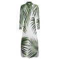 thumbnail image 5 of Palm Leaf Print Design Shirt Dress Long Sleeve Street Fashion V Neck Oversized Casual Dress Women Evening Dress, 5 of 7