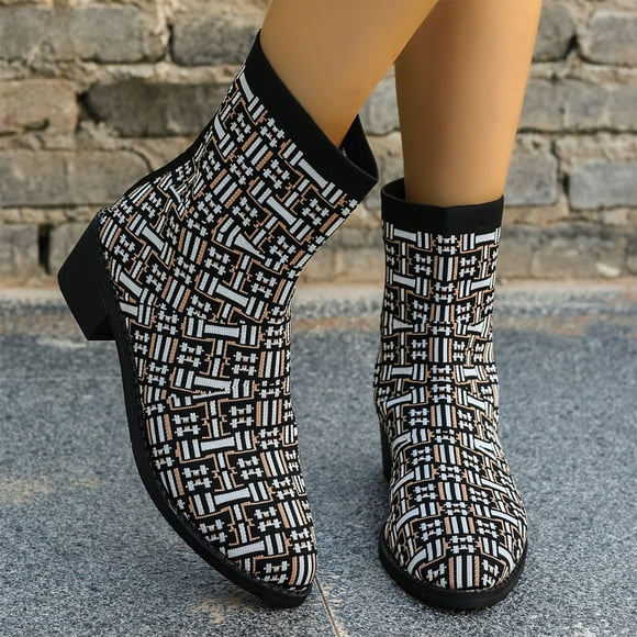 Cameland Thick Bottom Boots Knitting Elasticity Boots Thin Within The High Single Boots Boots Cusp Toe Rider Boots