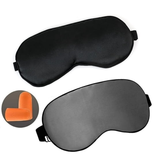 2PACK Sleep Mask for Women and Men 2 Pcs Eye Mask for Sleeping Adjustable Strap Blackout Silk Sleep Eye Masks Soft Eye Covers Blindfolds Black 2 Pack
