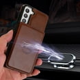 thumbnail image 6 of SaniMore for Samsung Galaxy S21 FE Case Multi-Functional Wallet Card Holder, Premium PU Leather Cover Vehicle Magnetic Support Kickstand Shockproof Protective Shell for Samsung S21 FE, Brown, 6 of 8