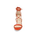 thumbnail image 2 of BLISSFUL STEP Chaussures pour Femmes Sandales à Talon Aiguille Haut à Bride Cheville à Nouer Bout Ouvert en Faux Suède Orange 10, 2 of 8