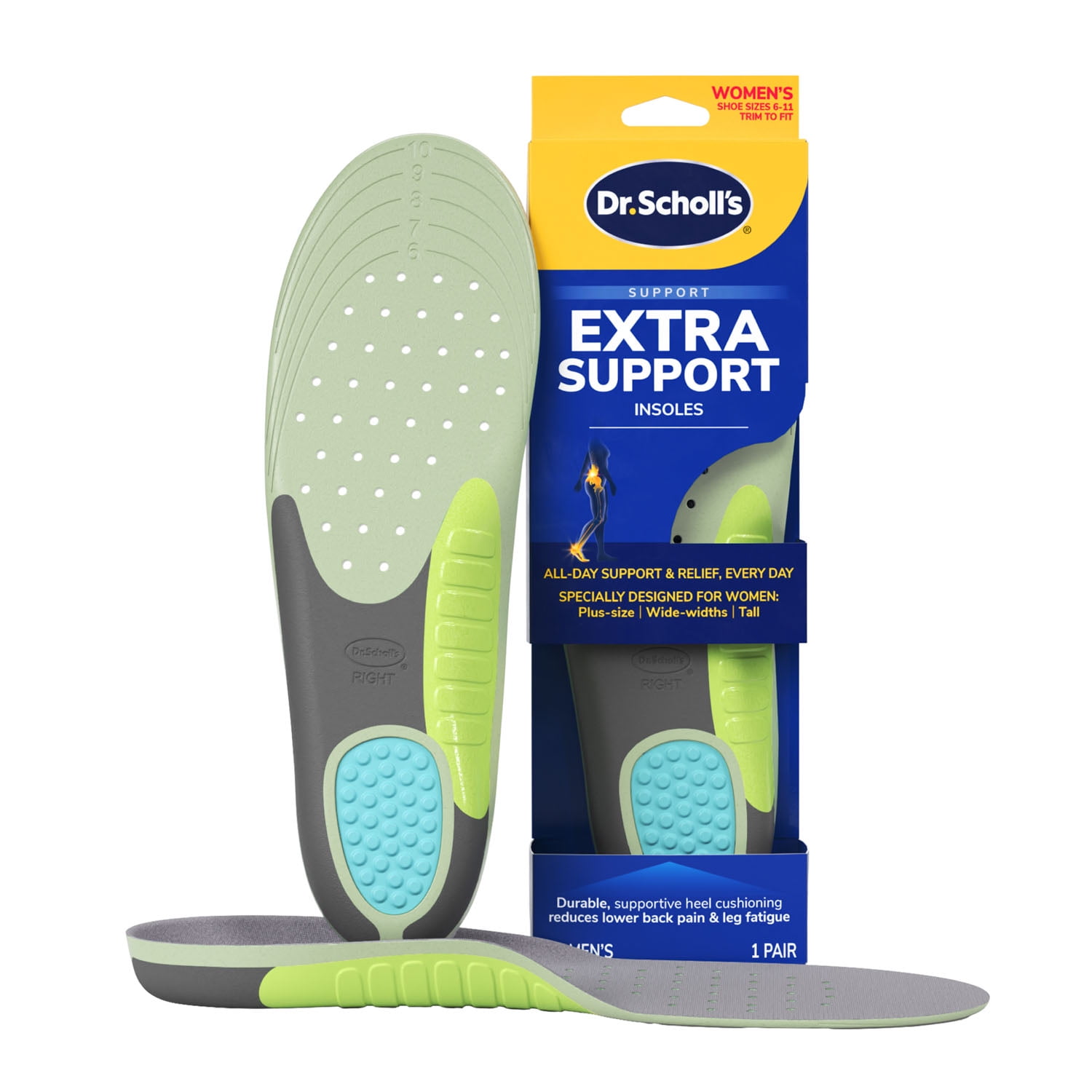 (2 pack) Dr. Scholl's ® Extra Support Insoles for Women, Size 6-11, 1 Pair, Trim to Fit Inserts