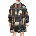 thumbnail image 2 of Wearable Oversized Blanket,Black Halloween Skull Book Pattern Wearable Blanket Hoodie for Adults,Cozy Hooded Blankets with Super Pockets,Super Warm Fuzzy Pullover for Women & Men, 2 of 6