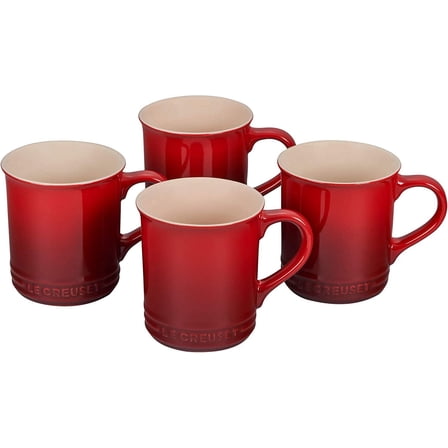 Stoneware Set of 4 Mugs, 14 oz. each, Cerise