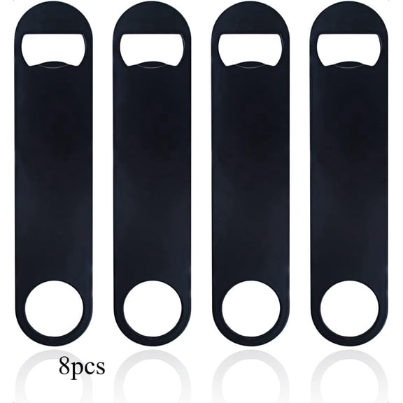 8PACK Stainless Steel Flat Bottle Opener, Beer Bottle Opener, 7inch, with Exquisite Packaging, for Kitchen, Bar or Restaurant, Black,