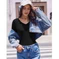 thumbnail image 2 of Ekouaer Womens 3 Pack Long Sleeve Shirts V Neck Ribbed Slim Fit Basic Tops Thermal Undershirts Casual Tee, 2 of 6