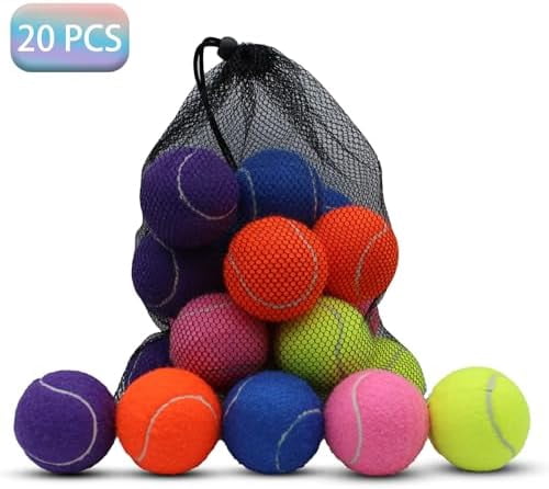 Tennis Balls, 20 Pack Training Tennis Balls,High Elasticity Practice Tennis for Beginner, Exercise Playing Balls for Pet Dog Multicolour