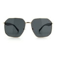 thumbnail image 3 of Mens Luxury Geometric Metal Rim Hustler Fashion Rectangle Sunglasses Gold Black - Black, 3 of 8