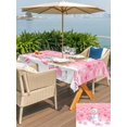thumbnail image 4 of Outdoor Tablecloth with Umbrella Hole and Zipper, Pink Snowman Christmas Rectangle Table Cloth 54x80 Inch Waterproof Tablecloth, Xmas Balls Snowflake Picnic Table Cover for Patio Camping, 4 of 7