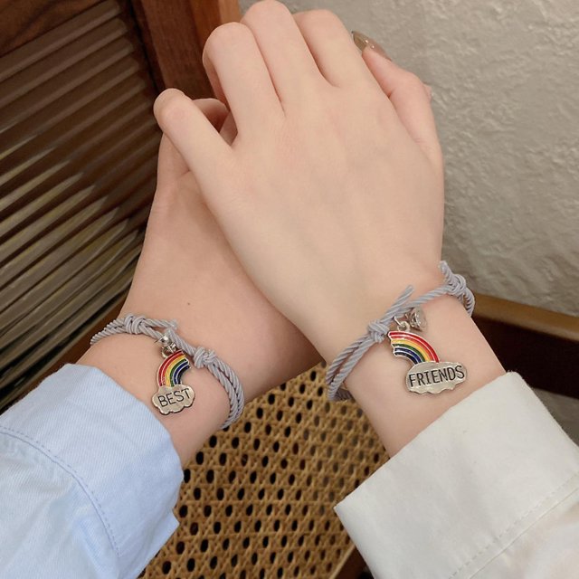 Pulseras de mejores amigos para 2 pulseras de cordón ajustable a juego para Bff relación de amistad novio novia regalo de San Valentín Feliz Sencillez