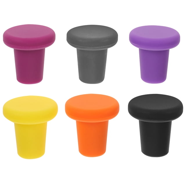 6 tapones de silicona para vino, reutilizables, para botellas de vino.