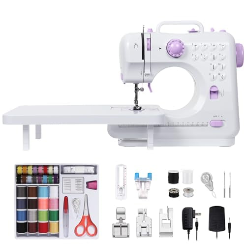 Sewing Machine for Beginners,Mini Sewing Machine with 5 Replaceable Presser Feet,Extension Table,12 Built-in Stitches,Portable Sewing Kit,Christmas Gifts for Kids,Teen Girls,Adults