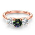 thumbnail image 3 of Gem Stone King 18K Rose Gold Plated Silver Green Mystic Topaz and Lab Grown Diamond Engagement Ring for Women | 2.00 Cttw | Round 6MM | Gemstone November Birthstone | Size 7, 3 of 6