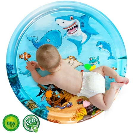 Tummy Time Mat, BUSATIA Inflatable Tummy Time Toys, Premium Water Mat Infants and Toddlers is The Perfect Fun Time Play Activity Center Your Baby's Stimulation Growth, Cute Baby Play Mat