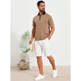 thumbnail image 2 of DARING DIVA Men's Zipper Closure Colorblock Short Sleeve Basic Polo Shirt 2XL Khaki, 2 of 7