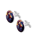 thumbnail image 2 of Wolf Elegant Silver Stainless Steel Cufflinks Set for Formal Attire at Weddings and Business Meetings, 2 of 6