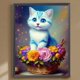 thumbnail image 1 of Cuadros Decorativos 5D bricolaje taladro redondo completo diamante pintura gato Kit decoración del hogar arte artesanal(4) Wdftyju embutido en tela, 1 of 1