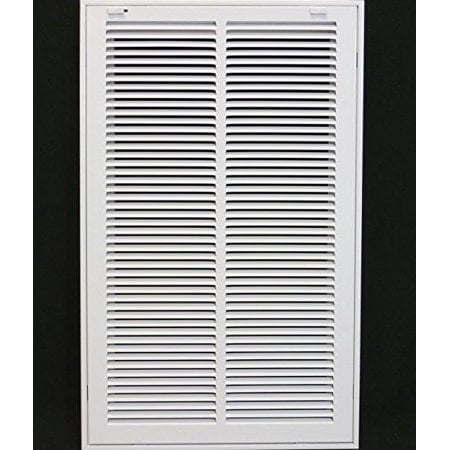 14" X 24" Steel Return Air Filter Grille for 1" Filter - Easy Plastic Tabs for Removable Face/Door - HVAC DUCT COVER - Flat Stamped Face -White [Outer Dimensions: 15.75w X 25.75h]