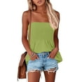 thumbnail image 6 of Prdecexlu Tube Tops for Women Plus Size Strapless Smocked Ruffled Cute Off the Shoulder Tank Tops Sleeveless Holiday Shirts Casual Backless Flare Hem Summer Blouses Green XL, 6 of 7