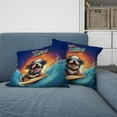 thumbnail image 2 of Retro Surfing Old English Sheepdog in Cool Sunglasses Hello Summer Waves Pillow Cushion Double Sided Dog Lover Throw Pillow - 10001, 2 of 4