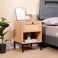 thumbnail image 2 of imerelez Rattan Nightstand Set of 2,Bedside Table with 1 Natural Rattan Drawers and Metal Legs, 2 of 3