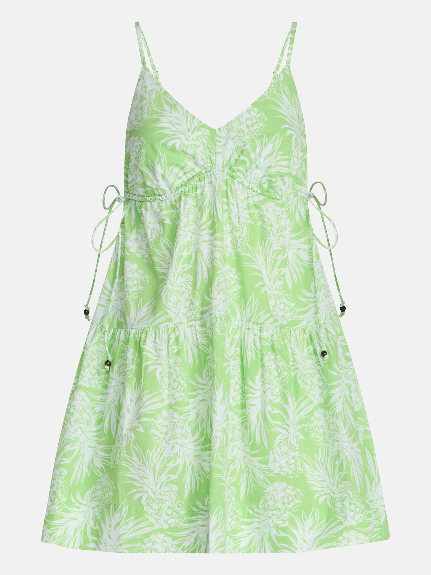 Free Assembly Women's Tiered Sleeveless Cotton Mini Dress with Side Ties, Sizes XS-XXL