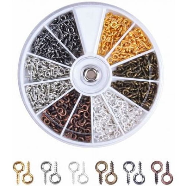 Mini ganchos para ojos, 600 piezas de ganchos para ojos roscados, ganchos para ojos roscados, ganchos para ojos roscados de acero inoxidable para manualidades y fabricación de joyas