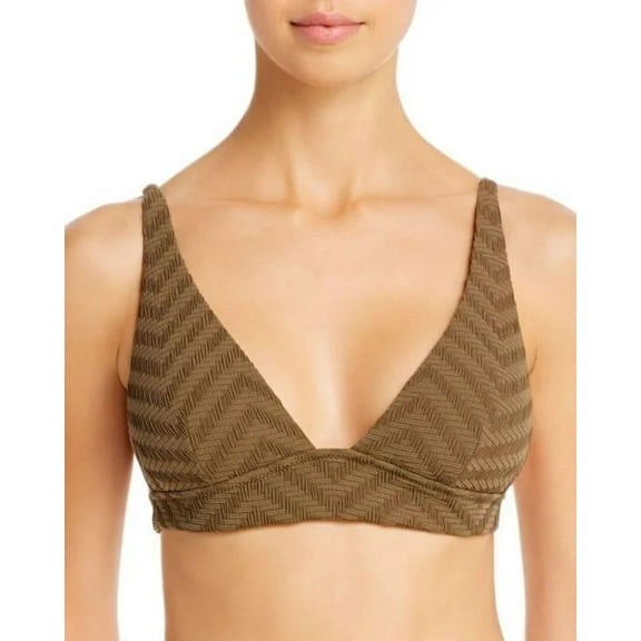 Red Carter SAFARI Chevron Slim Plunge Bikini Swim Top, US Medium