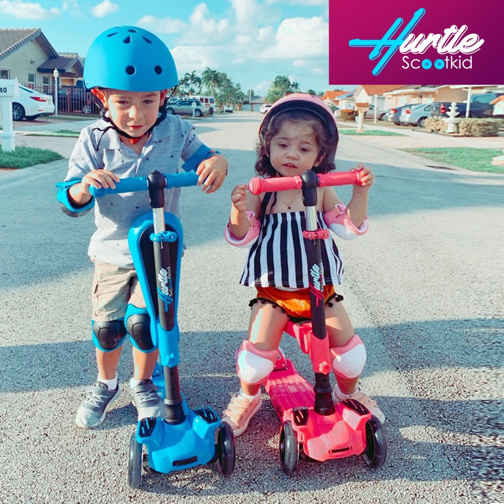 Hurtle Scoot Kid 3-Wheel Kids Scooter - Child & Toddler Toy Scooter with Built-in LED Wheel Lights